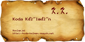 Koda Kálmán névjegykártya