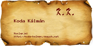 Koda Kálmán névjegykártya